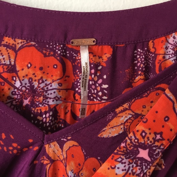 Free People Purple Tuscan Dreams Blouse XS - Picture 7 of 10